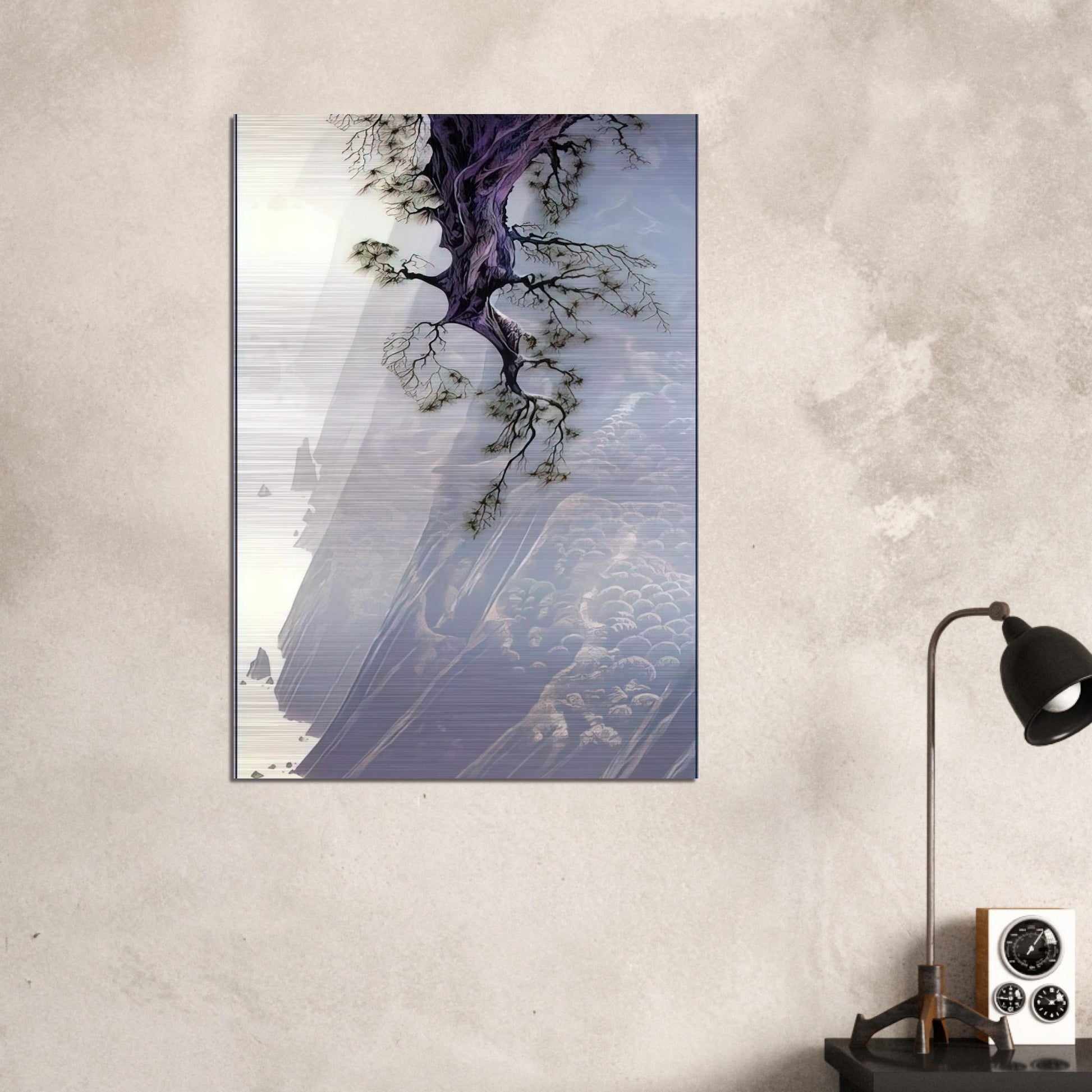 Mountain Rise - Eyvind Earle Brushed Aluminum Print - 70x100 cm / 28x40 inches | Eyvind Earle Aluminum Print | Eyvind Earle Prints