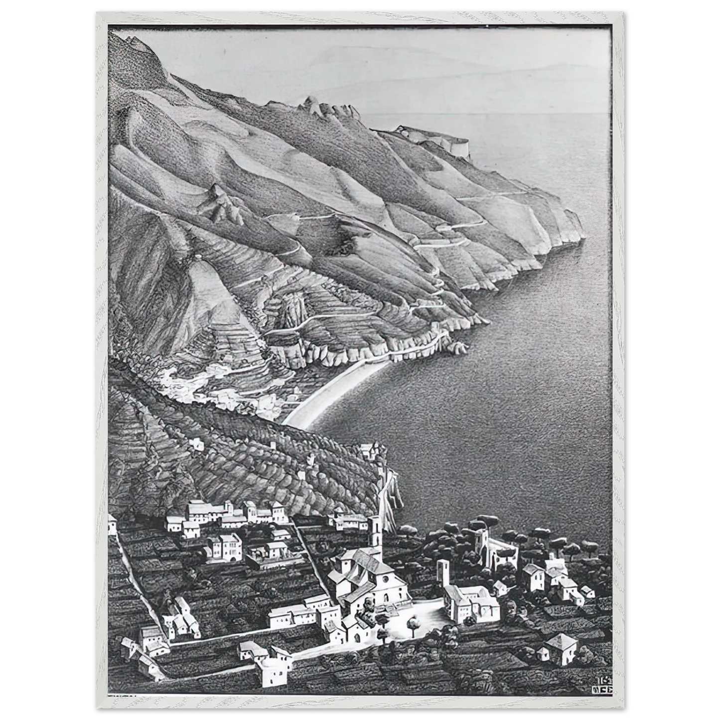 MC Escher - RAVELLO AND THE COAST OF AMALFI Wall Art - 60x80 cm / 24x32 inches - Fine Art Poster-canvas - -