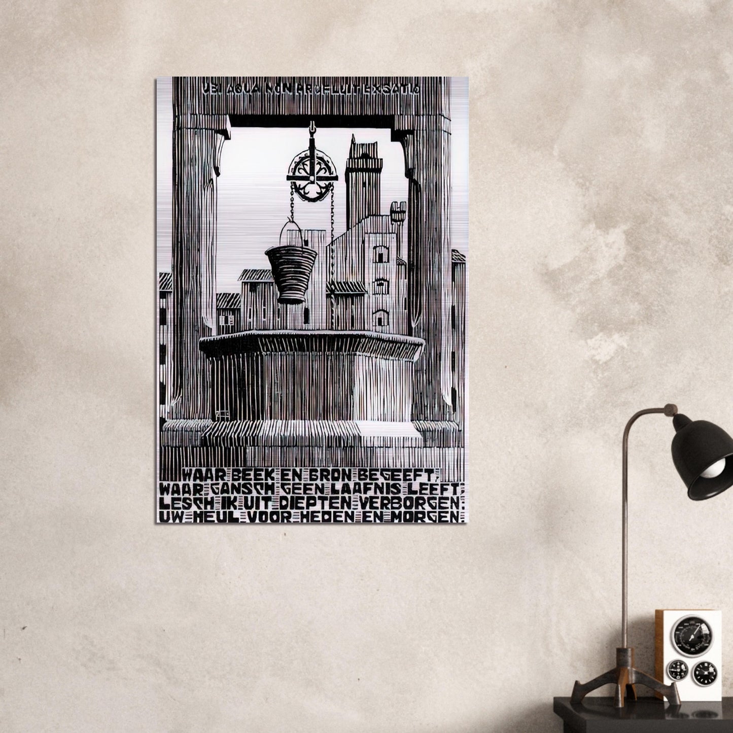 EMBLEMATA WELL - MC Escher Brushed Aluminum Print - 70x100 cm / 28x40 inches | MC Escher Aluminum Print | MC Escher Prints