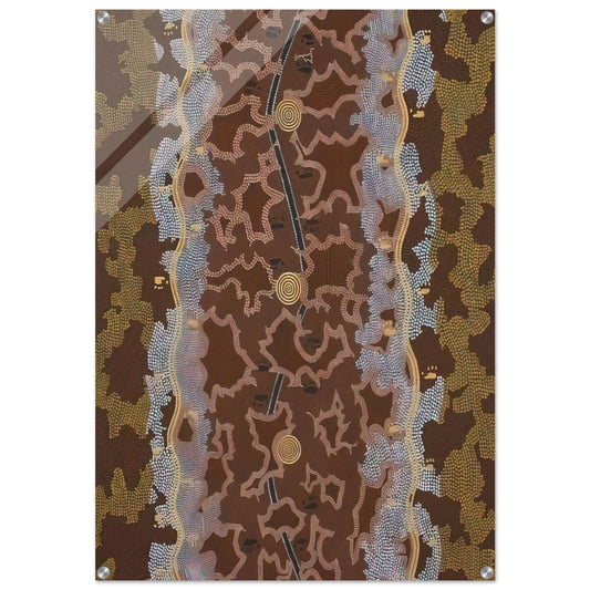 Possum Dreaming at Napperby - 1979 - Clifford Possum Tjapaltjarri Acrylic Print - 70x100 cm / 28x40″ inches | Clifford Possum Tjapaltjarri Wall Art | Clifford Possum Tjapaltjarri Prints