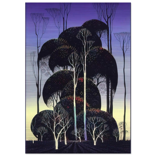 Forest Arabesque - Eyvind Earle Brushed Aluminum Print - 70x100 cm / 28x40 inches | Eyvind Earle Aluminum Print | Eyvind Earle Prints