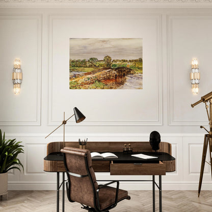 Bridge at Old Lyme 02 - Childe Hassam Brushed Aluminum Print - 70x100 cm / 28x40 inches | Childe Hassam Aluminum Print | Childe Hassam Prints