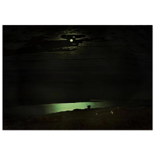 Moonlight Night on the Dnieper - Arkhyp Kuindzhi Brushed Aluminum Print - 70x100 cm / 28x40 inches | Arkhyp Kuindzhi Aluminum Print | Arkhyp Kuindzhi Prints
