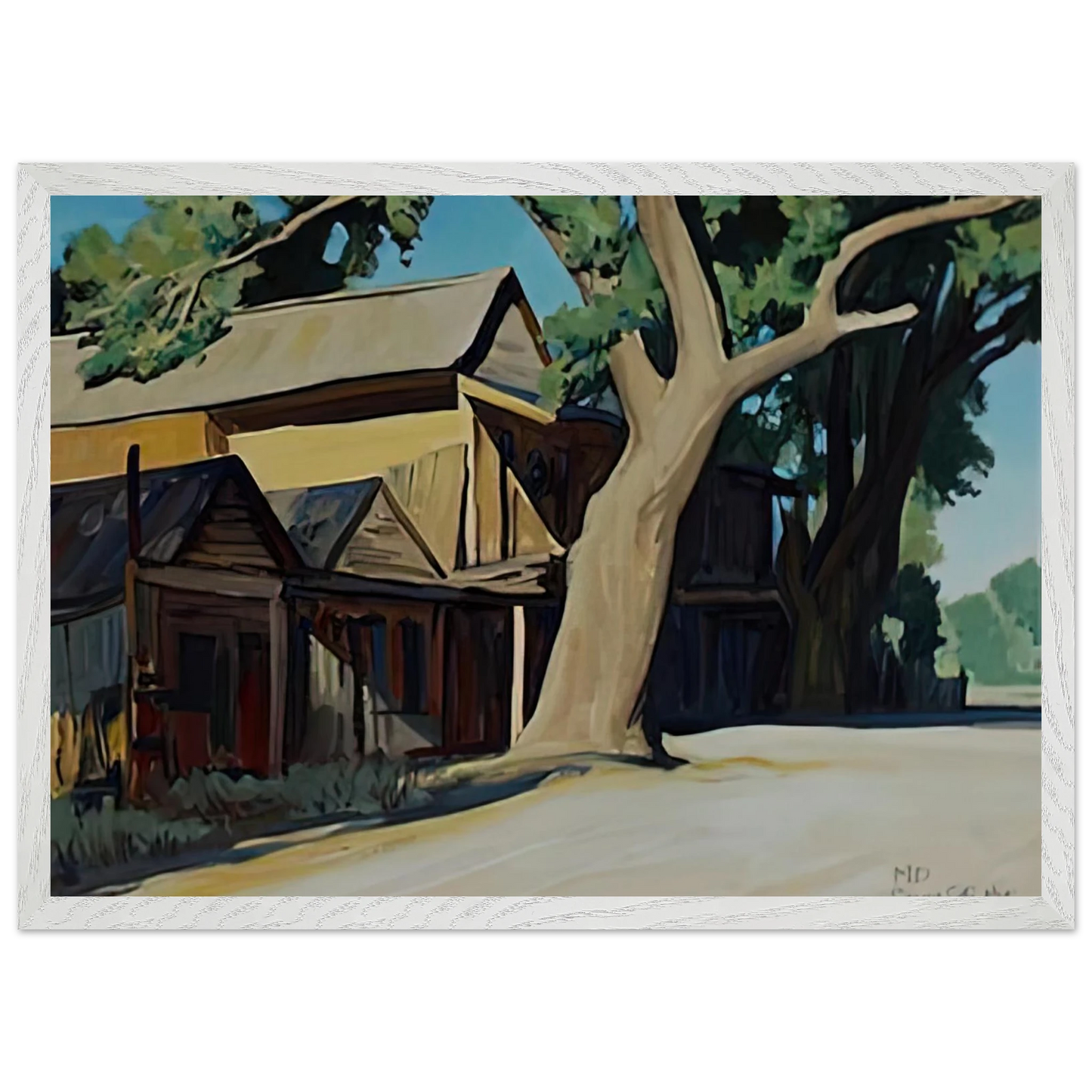 Maynard Dixon - OLD CHINATOWN CARSON CITY NEVADA 1937 Wall art - 20x25 cm / 8x10 inches - Premium Wooden Framed Poster With Fine Art Paper-canvas - White frame