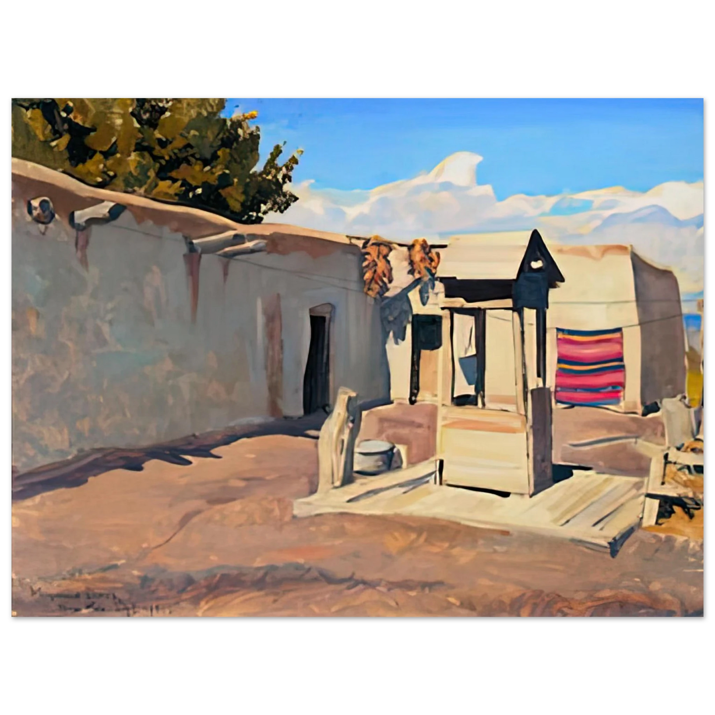 Maynard Dixon - OLD PATIO 1931 Wall art - 27x35 cm / 11x14 inches - Premium Wooden Framed Poster With Fine Art Paper-canvas - White frame