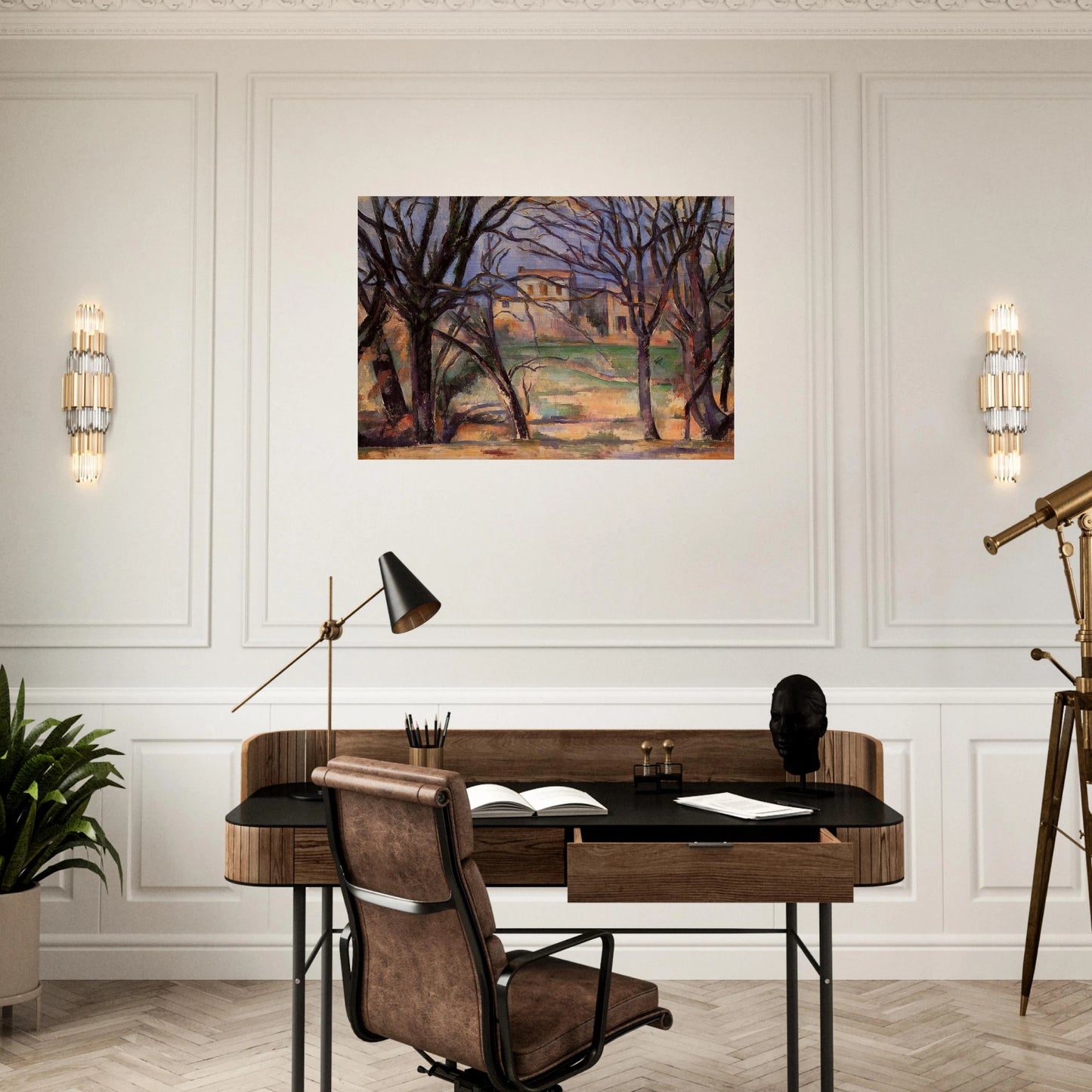 Trees and houses - Paul Cézanne Brushed Aluminum Print - 70x100 cm / 28x40 inches | Paul Cézanne Aluminum Print | Paul Cézanne Prints