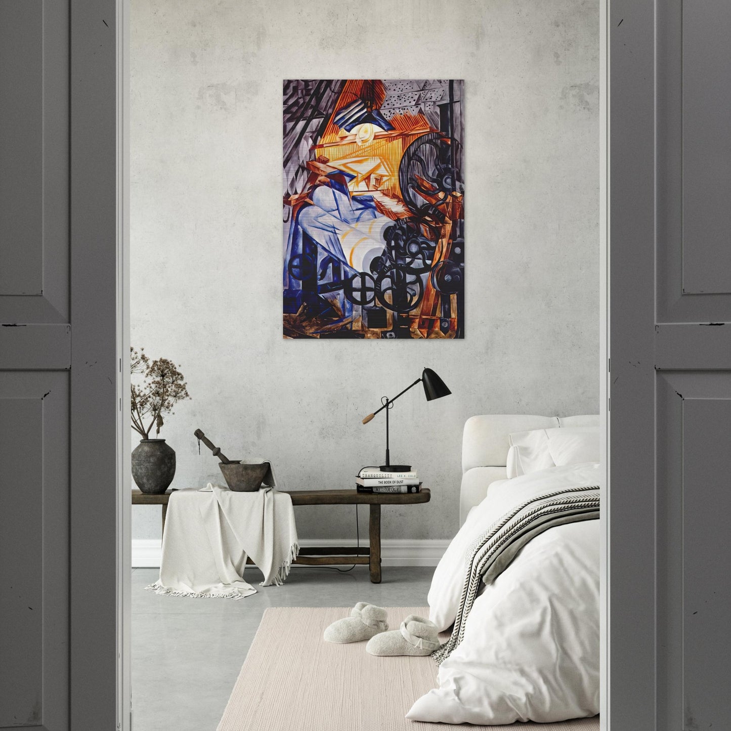 The weaver loomwoman - 1913 - Natalia Goncharova Brushed Aluminum Print - 70x100 cm / 28x40 inches | Natalia Goncharova Aluminum Print | Natalia Goncharova Prints