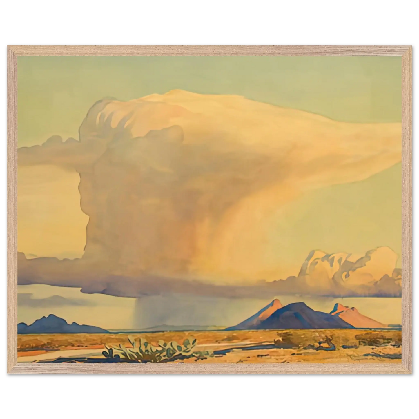 Maynard Dixon - DROUGHT AND DOWNPOUR 1944 Wall art - 70x100 cm / 28x40 Inches - Premium Wooden Framed Poster With Fine Art Paper - White frame