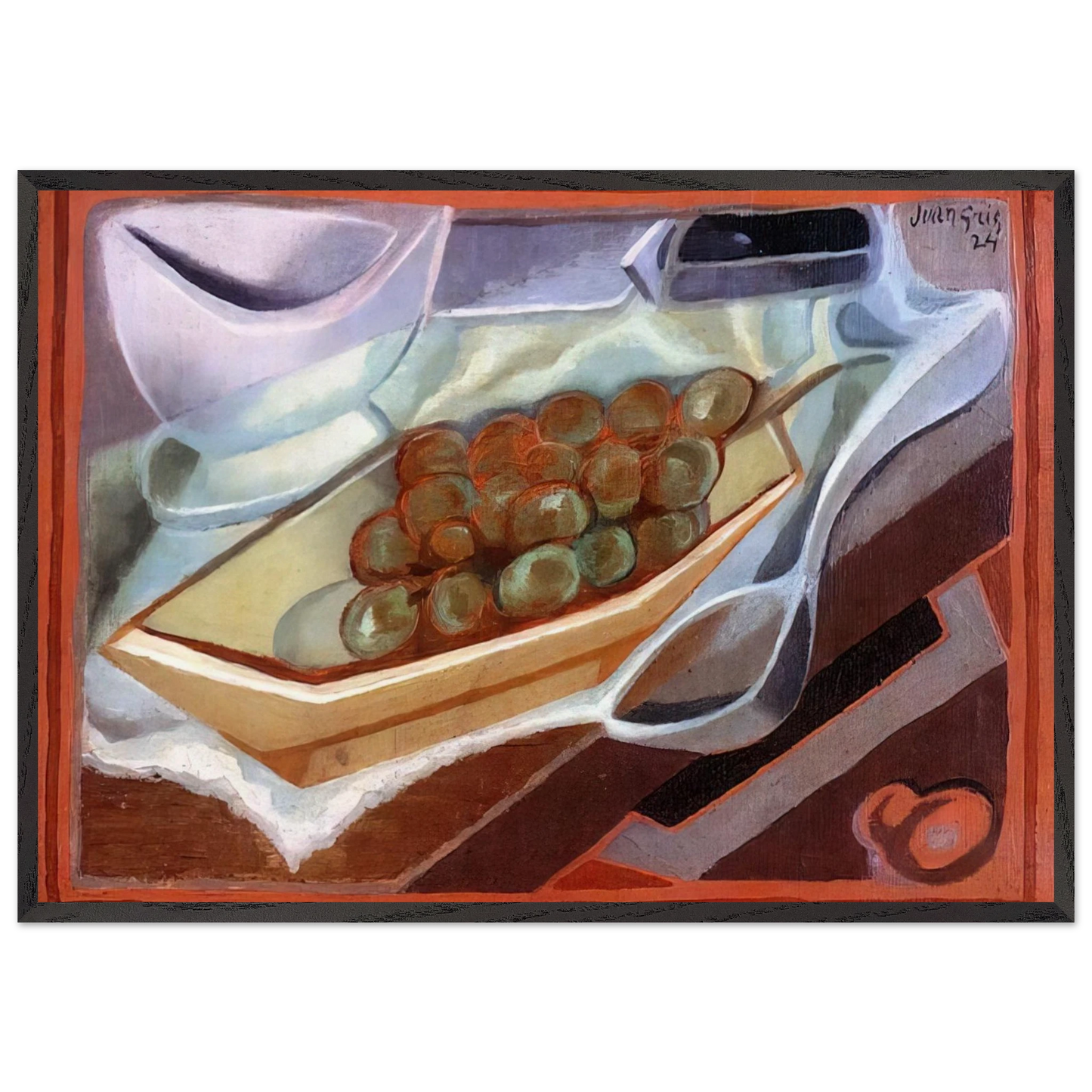 THE BUNCH OF GRAPES 1924 - Juan Gris 70x100 cm / 28x40 inches Framed Art Print – Black Wooden Frame