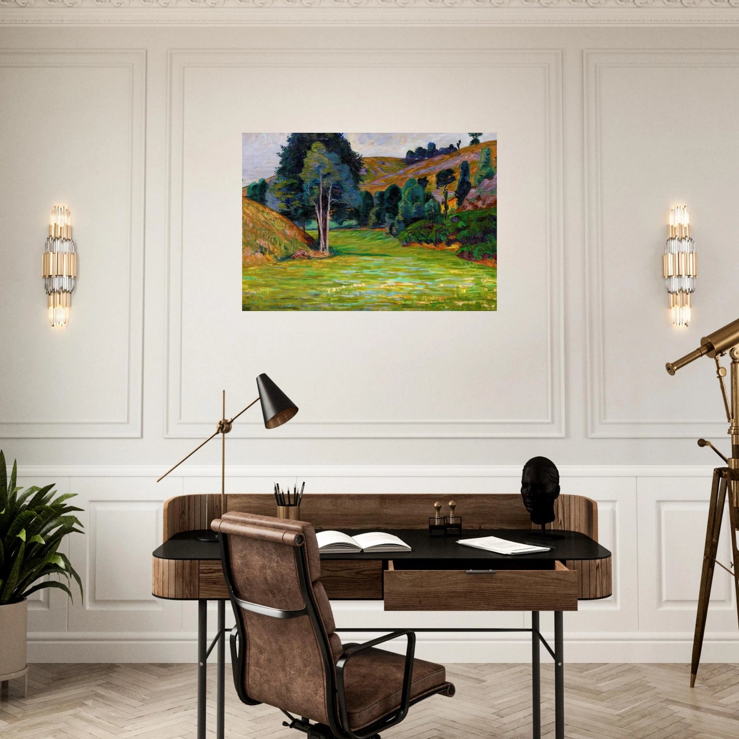 Valley in Pontgibaud - Armand Guillaumin Brushed Aluminum Print - 70x100 cm / 28x40 inches | Armand Guillaumin Aluminum Print | Armand Guillaumin Prints