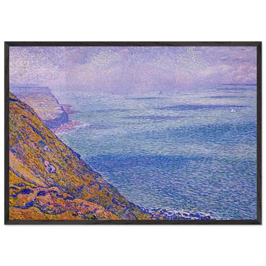 THE CAP GRIS NEZ 1900 - Theo van Rysselberghe 70x100 cm / 28x40 inches Framed Art Print – Black Wooden Frame