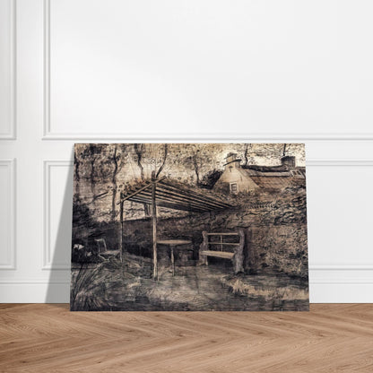 The Garden of the Parsonage with Arbor - Vincent van Gogh Brushed Aluminum Print - 70x100 cm / 28x40 inches | Vincent van Gogh Aluminum Print | Vincent van Gogh Prints