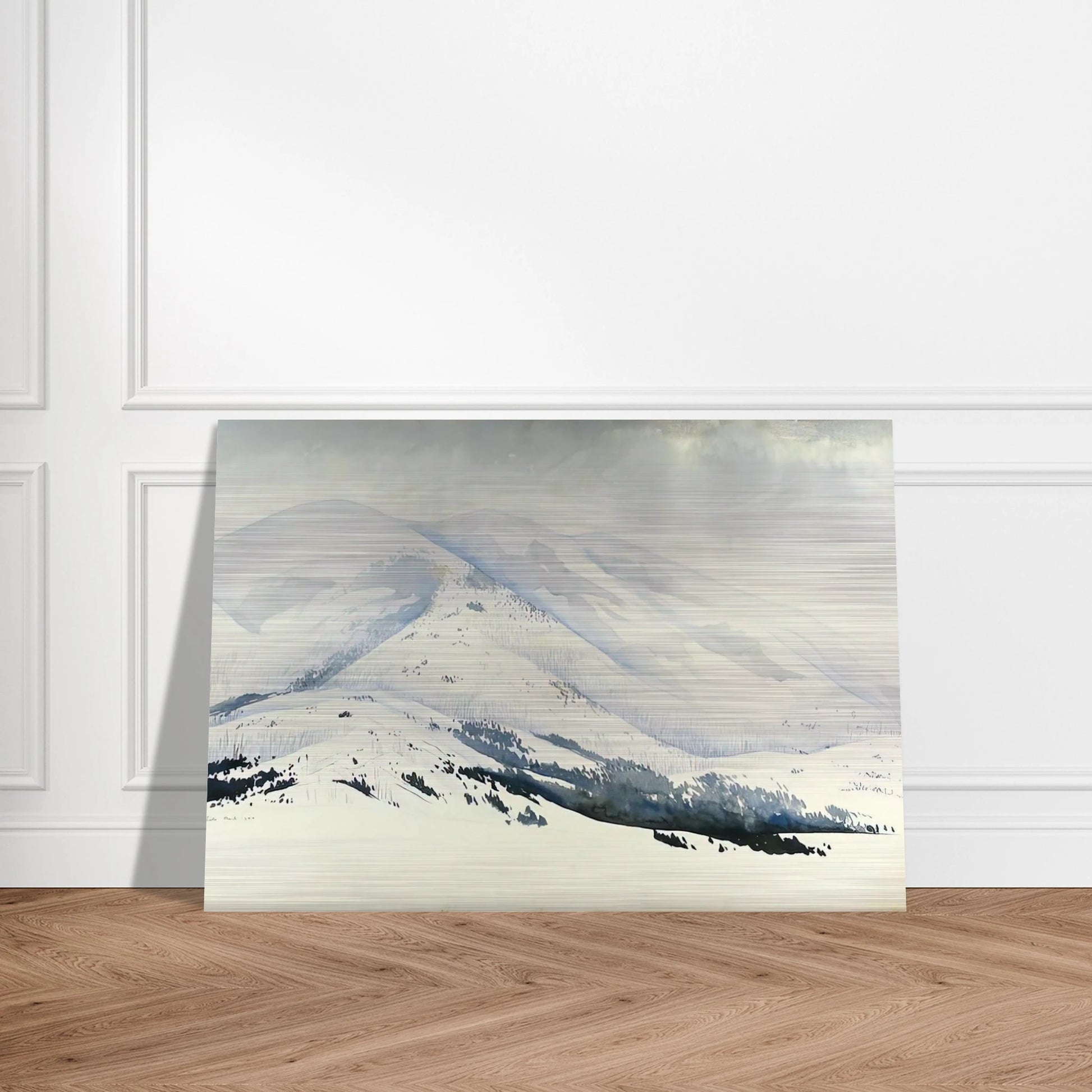 Snowy Mountain - Eyvind Earle Brushed Aluminum Print - 70x100 cm / 28x40 inches | Eyvind Earle Aluminum Print | Eyvind Earle Prints