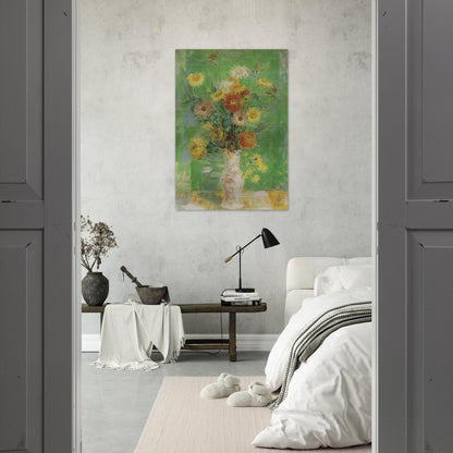 Chrysanthemums and Sunflowers - Post-Impressionism - Le Pho Brushed Aluminum Print - 70x100 cm / 28x40 inches | Le Pho Aluminum Print | Le Pho Prints