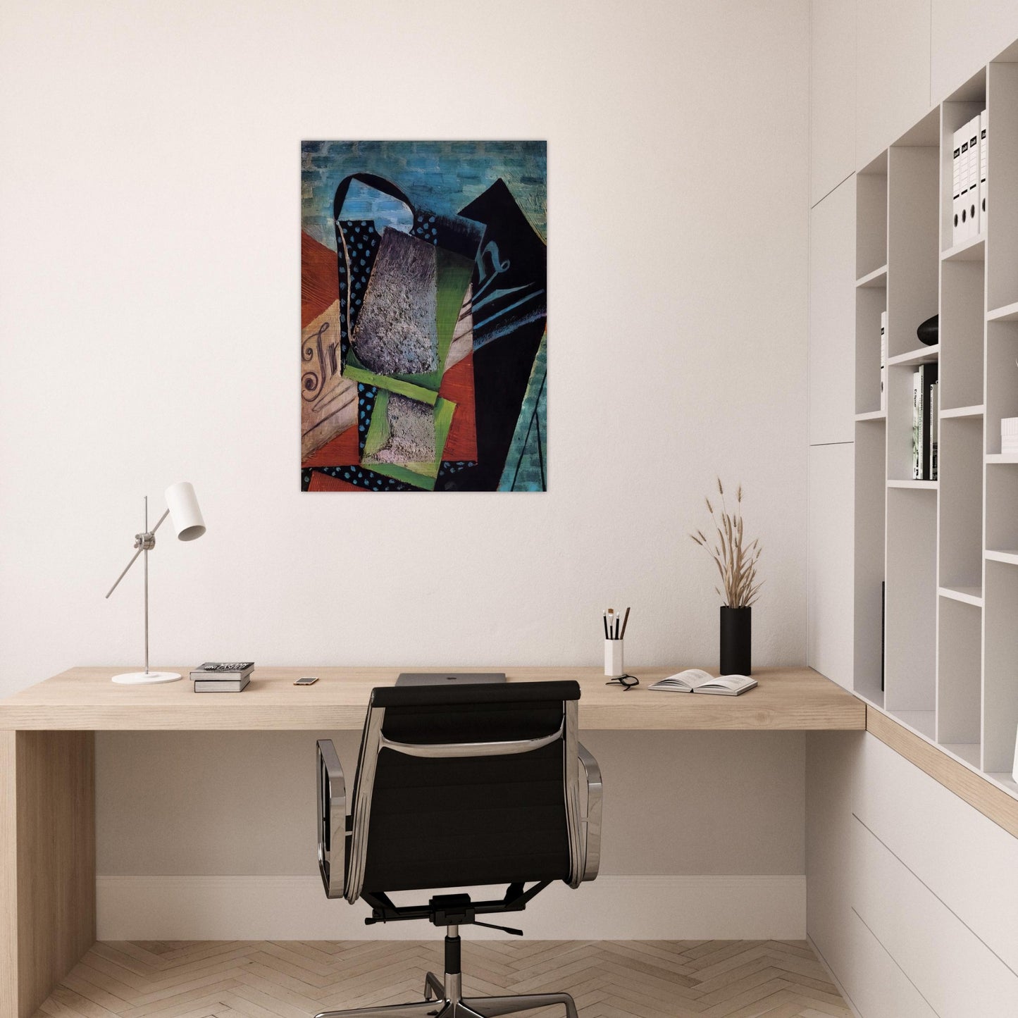 STILL LIFE DEDICATED TO ANDRE SALMON 1915 - Juan Gris Brushed Aluminum Print - 70x100 cm / 28x40 inches | Juan Gris Aluminum Print | Juan Gris Prints