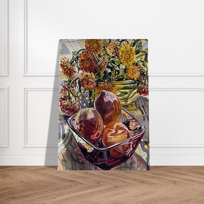 PEACHES AND STRAWFLOWERS 1990 - Janet Fish Brushed Aluminum Print - 70x100 cm / 28x40 inches | Janet Fish Aluminum Print | Janet Fish Prints