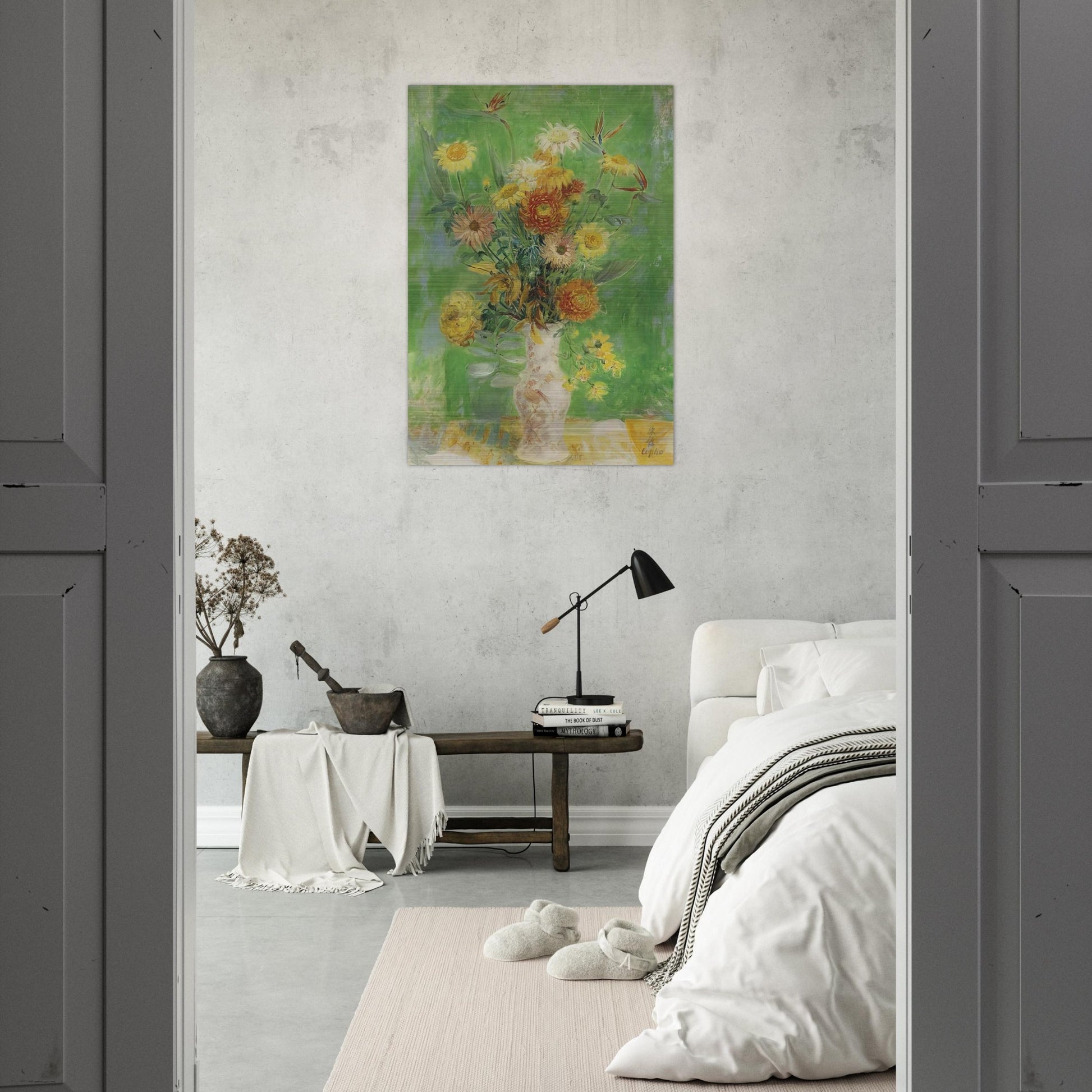 Chrysanthemums and Sunflowers - Post-Impressionism - Le Pho Brushed Aluminum Print - 70x100 cm / 28x40 inches | Le Pho Aluminum Print | Le Pho Prints