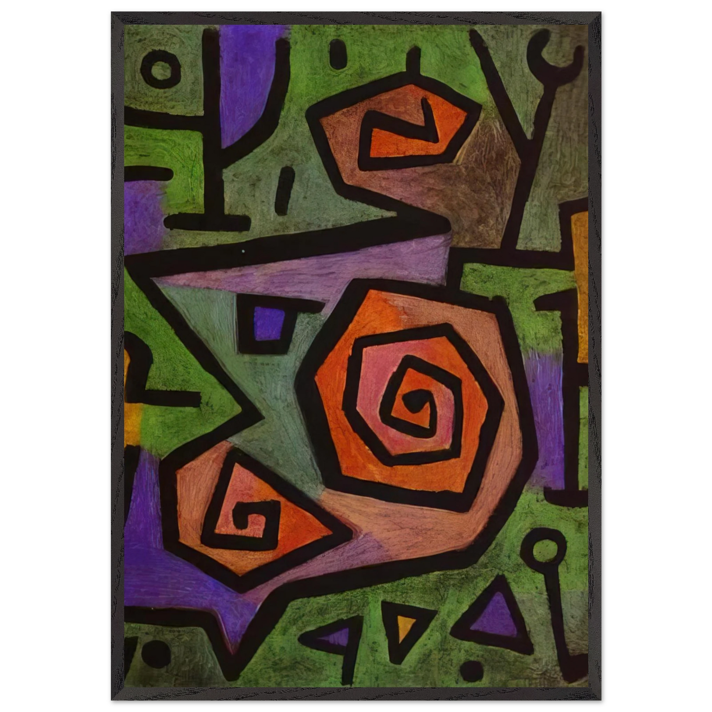 HEROIC ROSES 1938 - Paul Klee 70x100 cm / 28x40 inches Framed Art Print – Black Wooden Frame