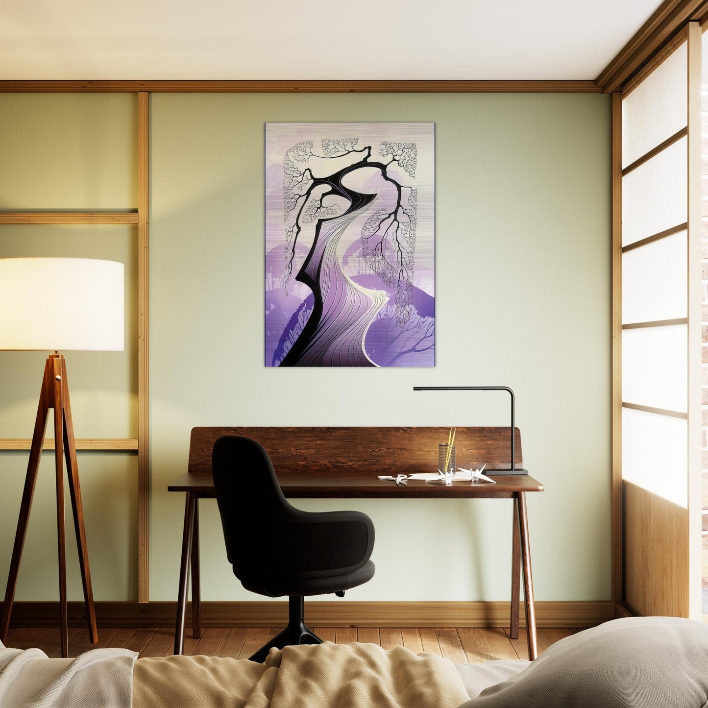 Carmel Cypress - Eyvind Earle Brushed Aluminum Print - 70x100 cm / 28x40 inches | Eyvind Earle Aluminum Print | Eyvind Earle Prints