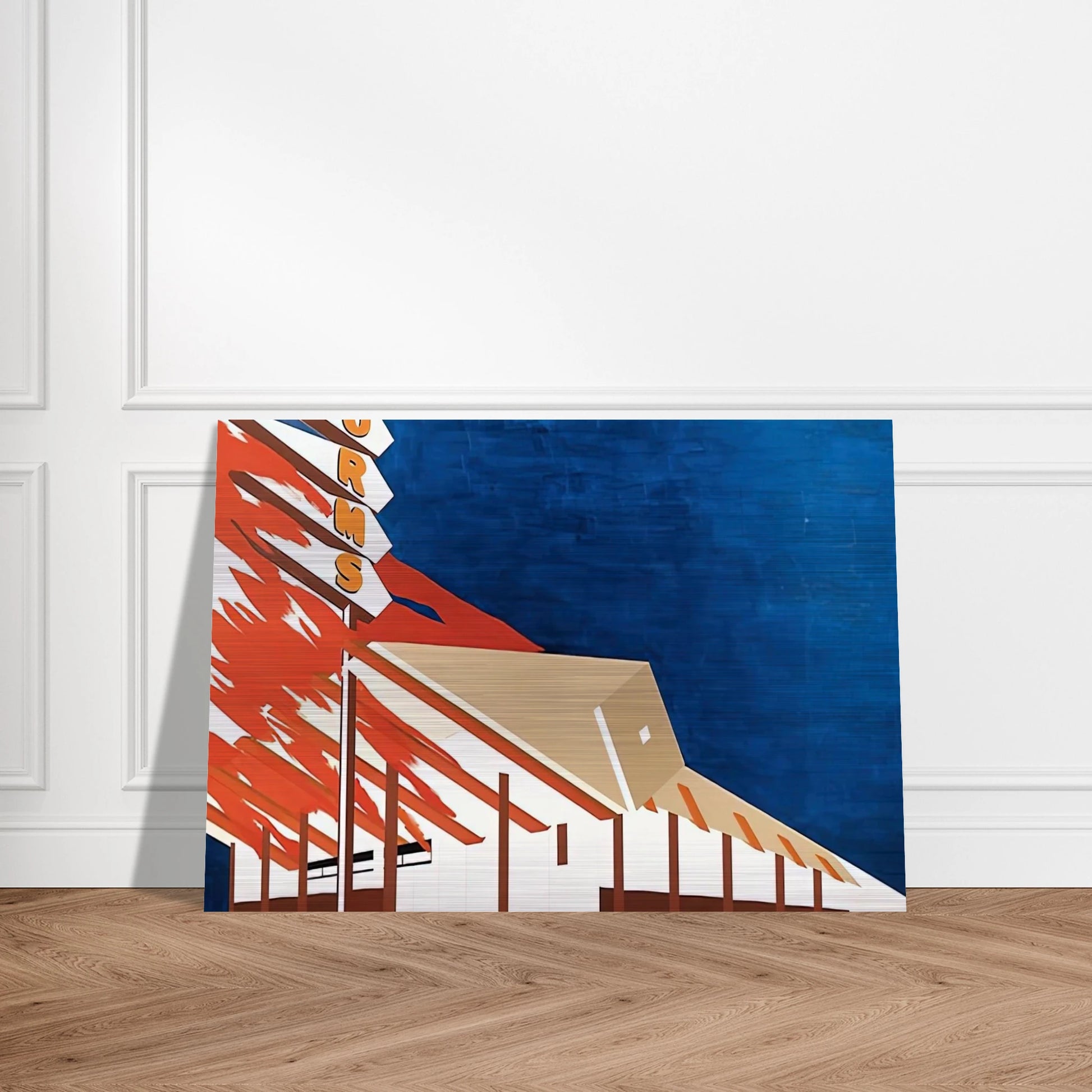 NORMS LA CIENAGA ON FIRE 1964 - Edward Ruscha Brushed Aluminum Print - 70x100 cm / 28x40 inches | Edward Ruscha Aluminum Print | Edward Ruscha Prints