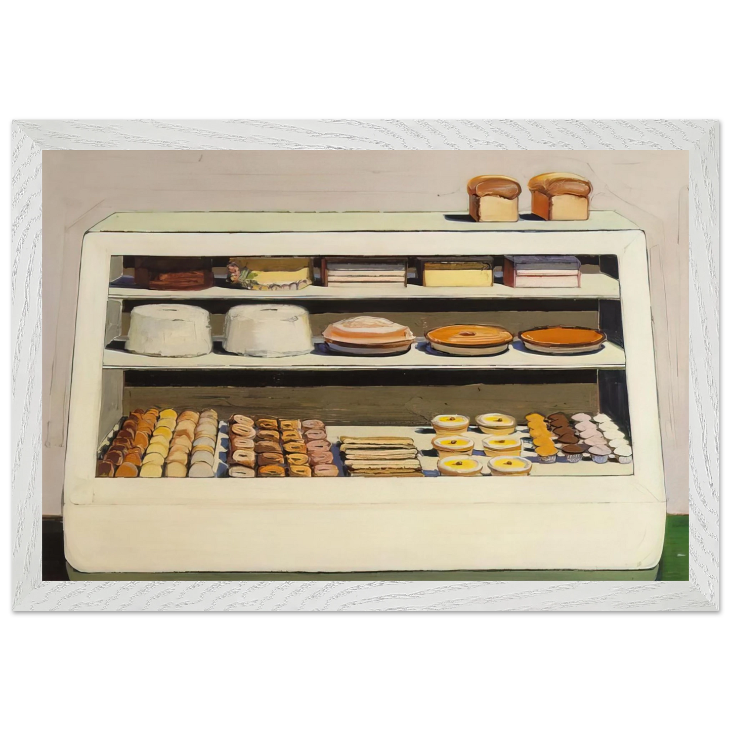 Wayne Thiebaud - Bakery Counter - 1962 Wall Art - 30x40 cm / 12x16 inches - Premium Wooden Framed Poster With Fine Art Paper - Wood frame