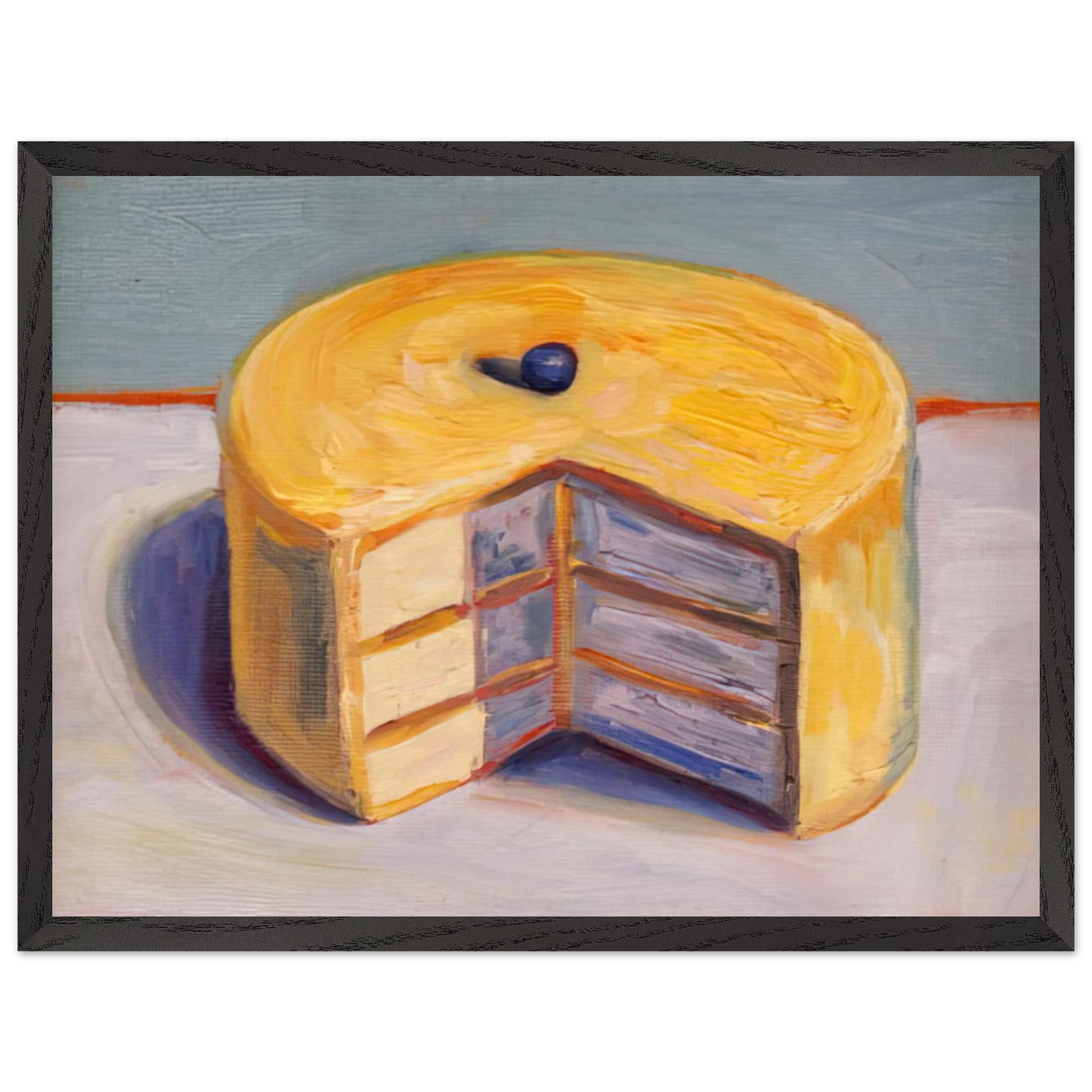 Wayne Thiebaud - Lemon Cake - 1964 Wall Art - 30x40 cm / 12x16 inches - Premium Wooden Framed Poster With Fine Art Paper-canvas - Wood frame