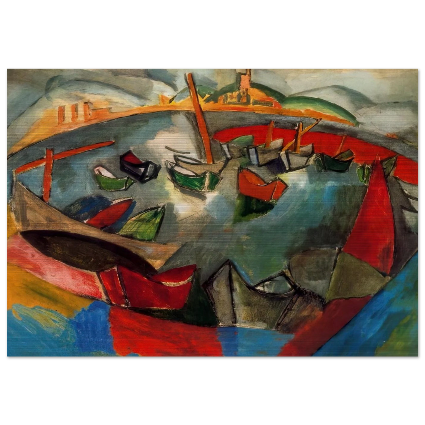BOATS IN MARSEILLE 1908 - Raoul Dufy Brushed Aluminum Print - 70x100 cm / 28x40 inches | Raoul Dufy Aluminum Print | Raoul Dufy Prints