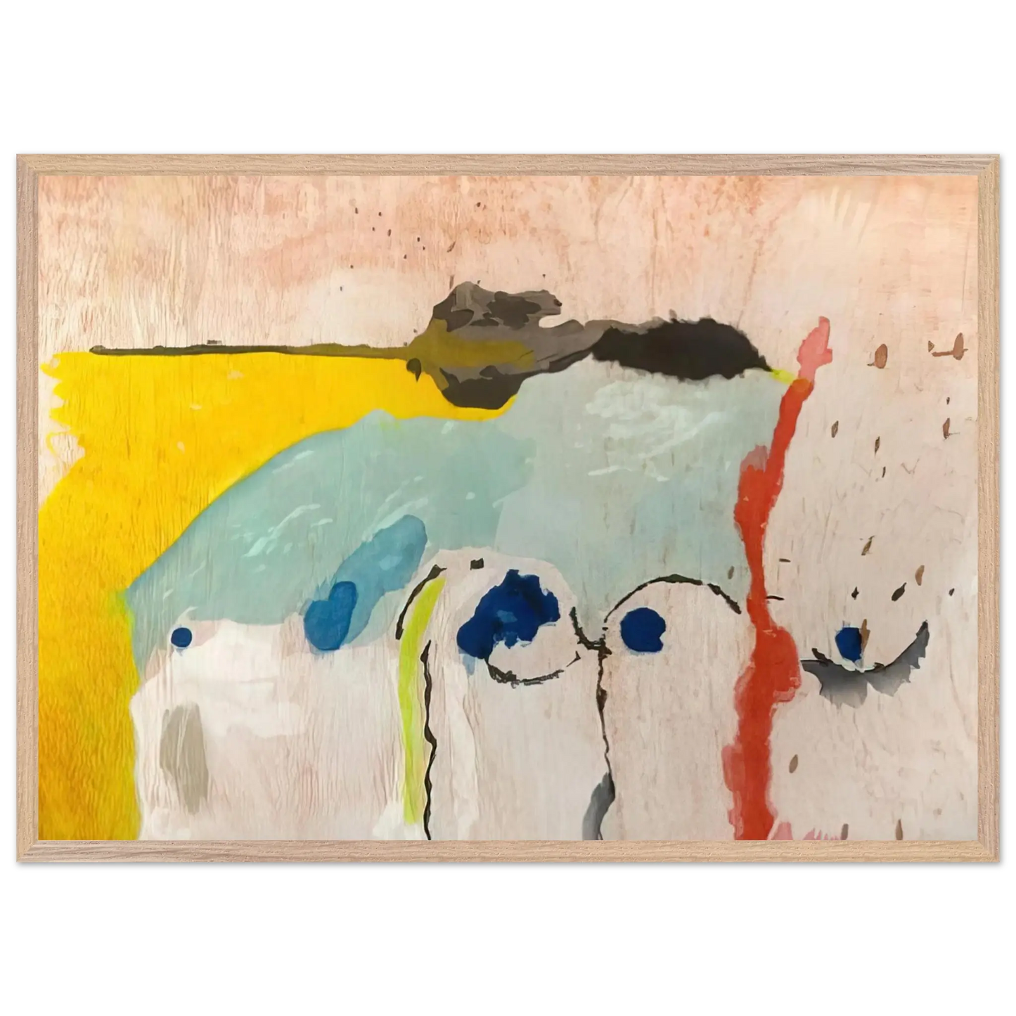 Helen Frankenthaler - Tales of Genji I - 1998 Wall art - 28x43  cm / XL (11x17 Inches) - Premium Wooden Framed Poster With Fine Art Paper - Black frame