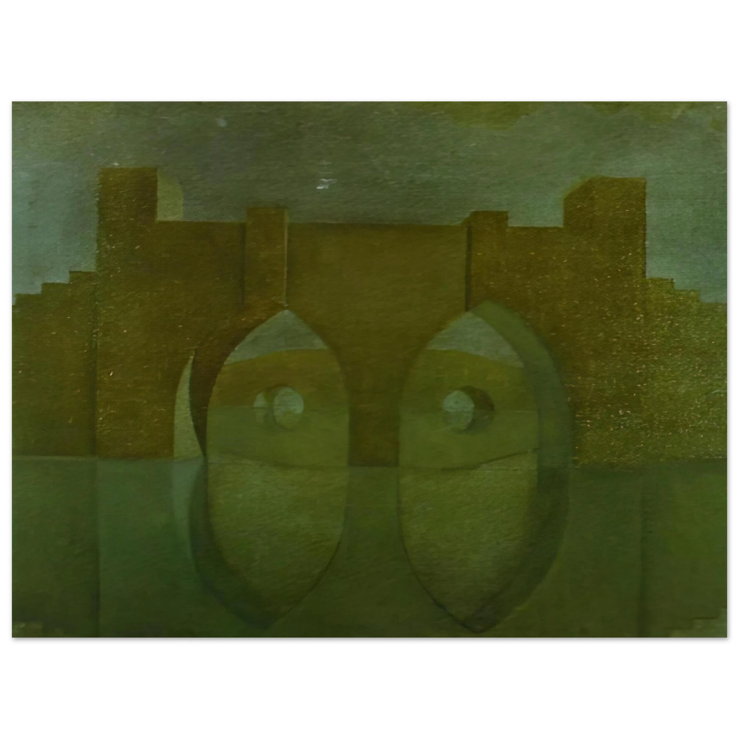 Salvador Dali - UNTITLED BRIDGE WITH REFLECTIONS SKETCH FOR A DUAL IMAGE PICTURE UNFINISHED  75x100 cm / 30x40inches Fine Art Poster