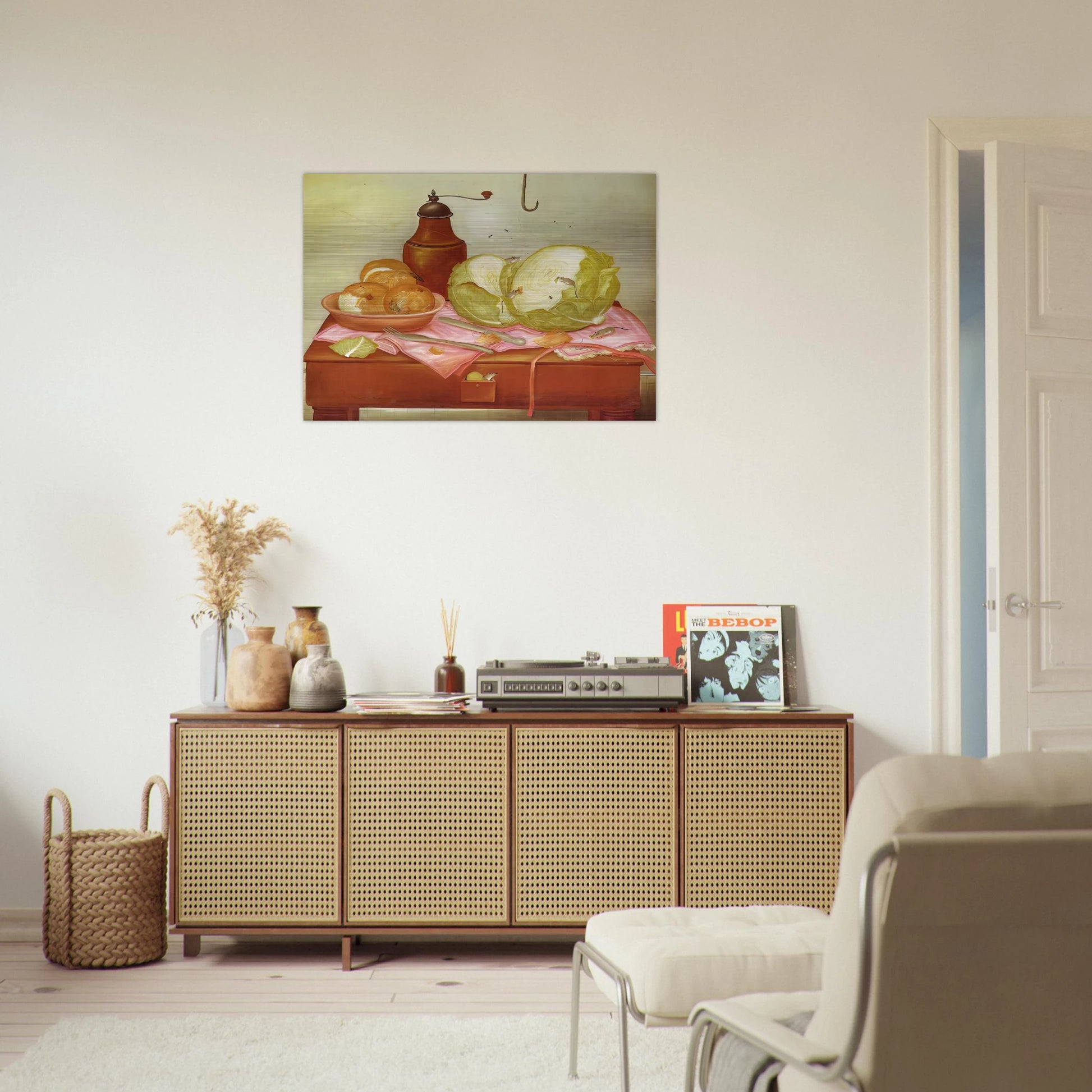 KITCHEN TABLE 1 - Fernando Botero Brushed Aluminum Print - 70x100 cm / 28x40 inches | Fernando Botero Aluminum Print | Fernando Botero Prints