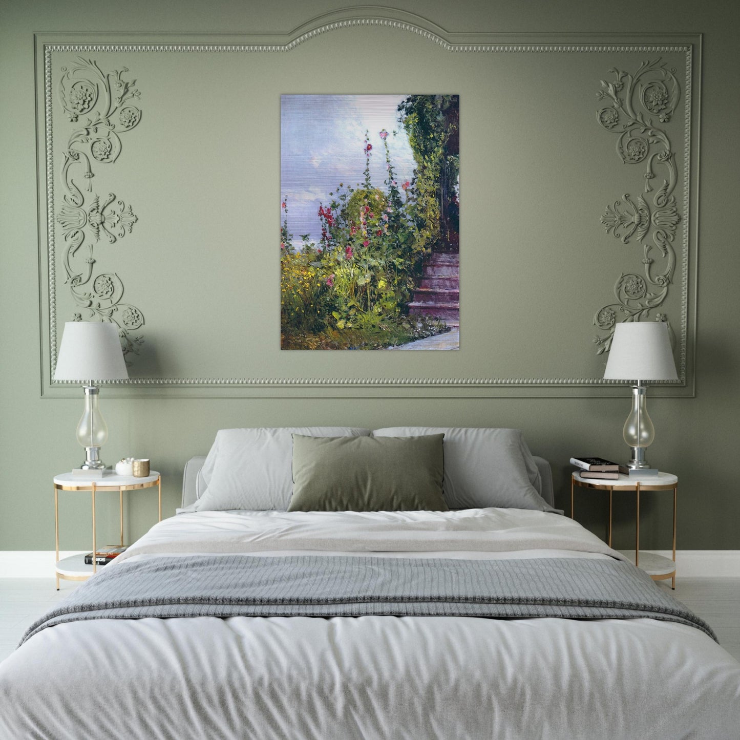 Celia Thaxter's Garden, Appledore, Isles of Shoals - Childe Hassam Brushed Aluminum Print - 70x100 cm / 28x40 inches | Childe Hassam Aluminum Print | Childe Hassam Prints