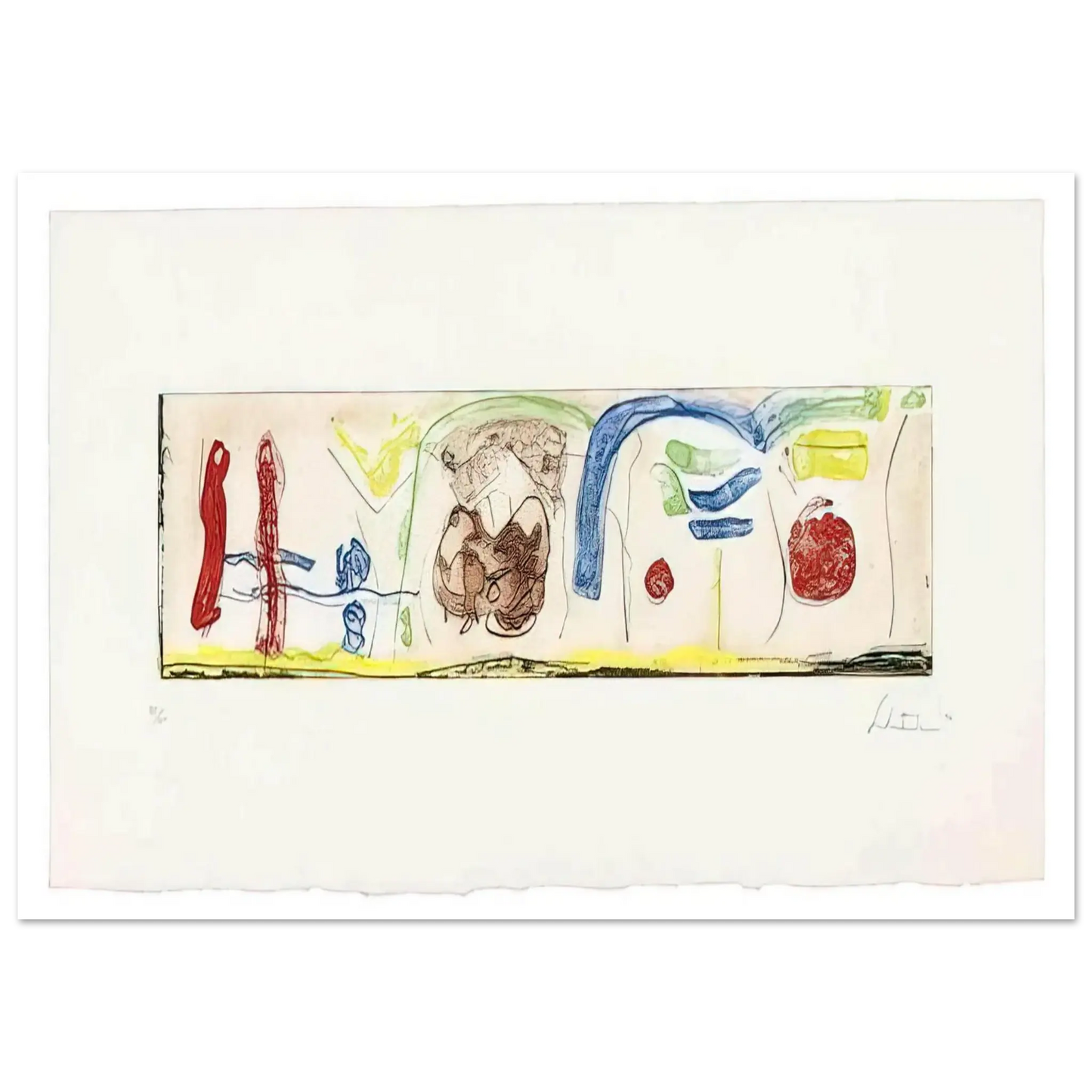 Helen Frankenthaler - Bridges - 1996 Wall art - 30x45 cm / 12x18 Inches - Premium Wooden Framed Poster With Fine Art Paper - White frame