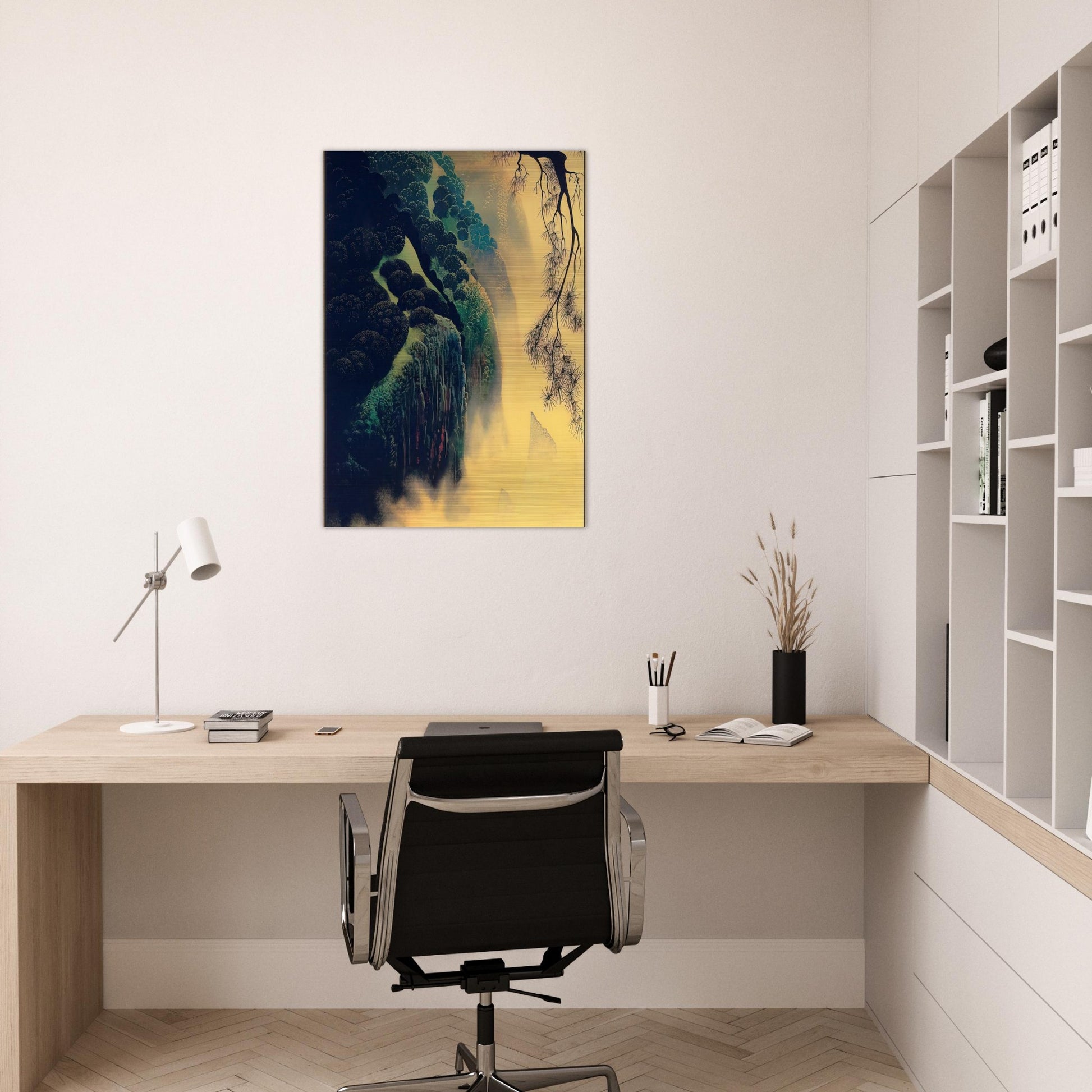 Jeweled Coast - Eyvind Earle Brushed Aluminum Print - 70x100 cm / 28x40 inches | Eyvind Earle Aluminum Print | Eyvind Earle Prints
