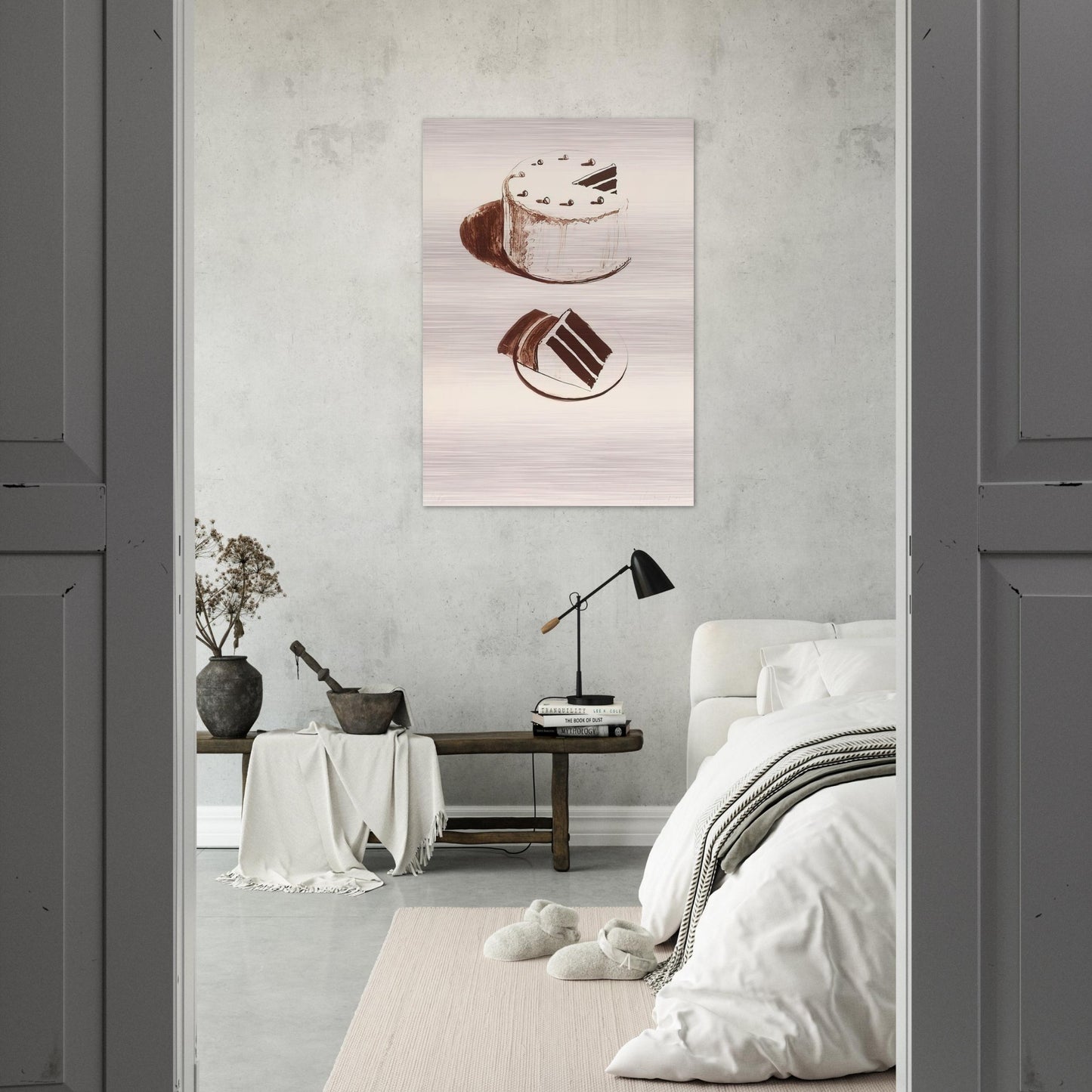 Chocolate Cake - 1971 - Wayne Thiebaud Brushed Aluminum Print - 70x100 cm / 28x40 inches | Wayne Thiebaud Aluminum Print | Wayne Thiebaud Prints