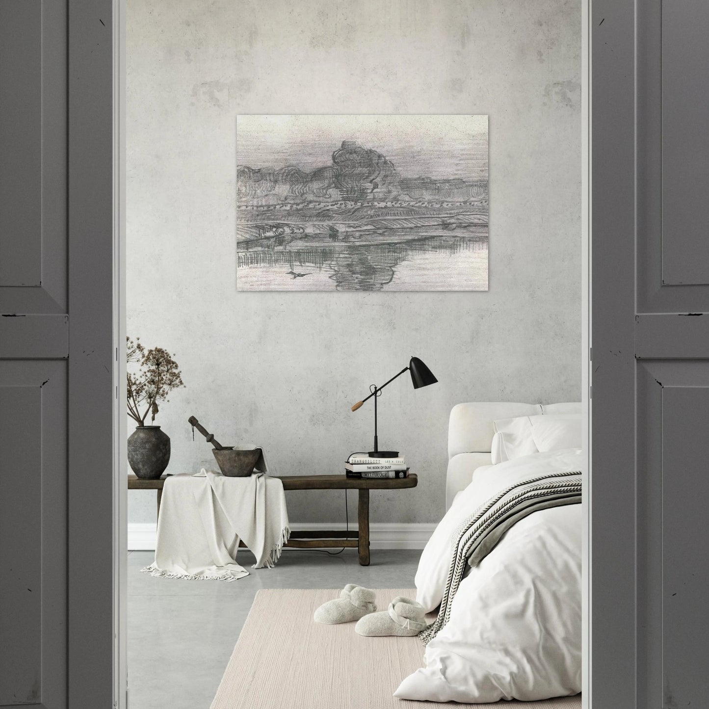 Landscape with the Oise - Vincent van Gogh Brushed Aluminum Print - 70x100 cm / 28x40 inches | Vincent van Gogh Aluminum Print | Vincent van Gogh Prints