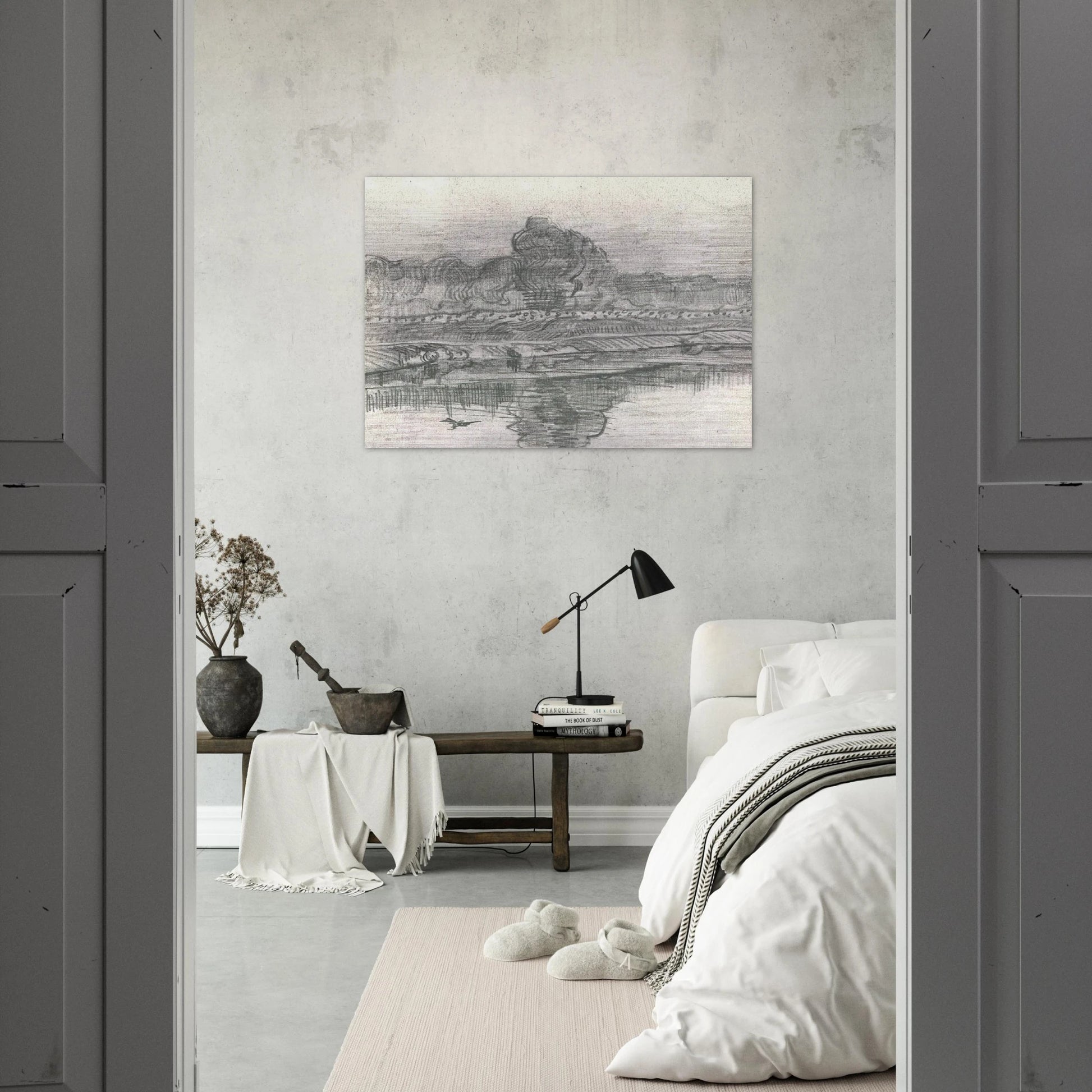 Landscape with the Oise - Vincent van Gogh Brushed Aluminum Print - 70x100 cm / 28x40 inches | Vincent van Gogh Aluminum Print | Vincent van Gogh Prints