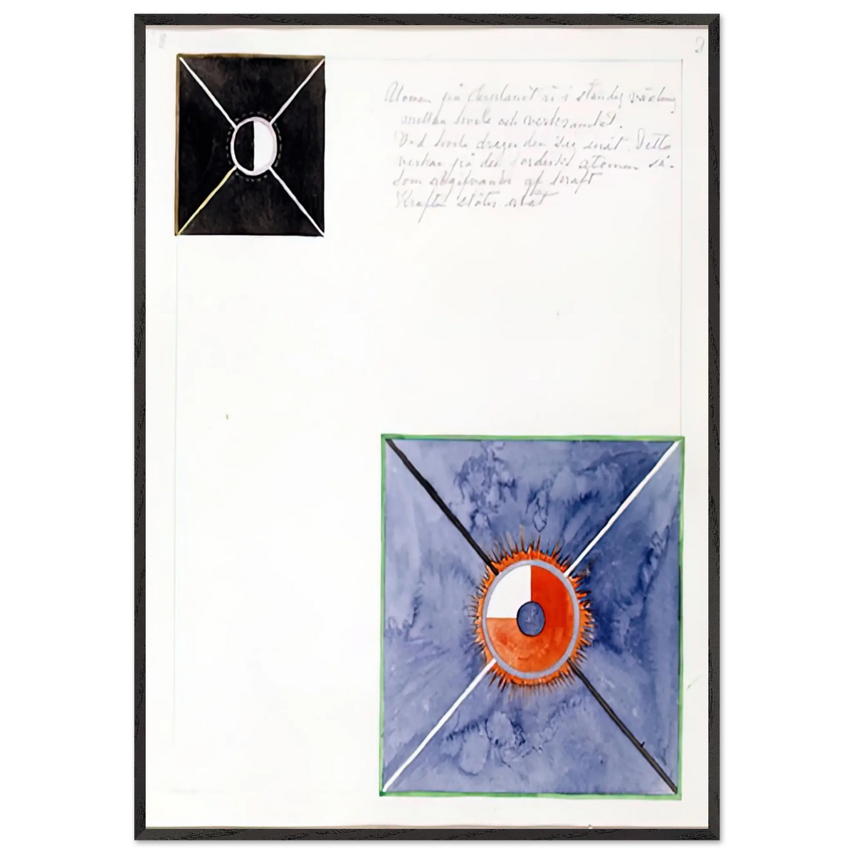 Hilma af Klint - ATOM SERIES NO 8 ATOM ON THE ETHER PLANE IS IN CONSTANT CHANGE BETWEEN REST AND ACTIVITY AT THE 1917 Wall art - 20x25 cm / 8x10 Inches - Premium Wooden Framed Poster With Fine Art Paper - White frame