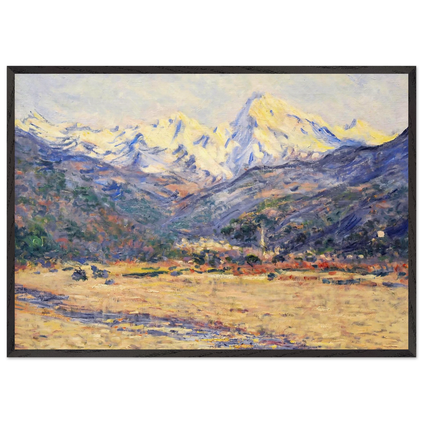 The Valley of the Nervia - claude monet 70x100 cm / 28x40 inches Framed Art Print – Black Wooden Frame