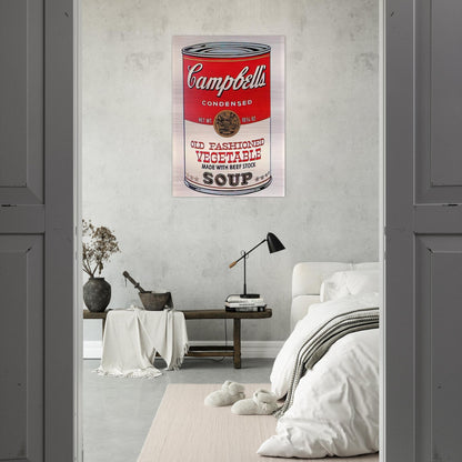 Campbell's Soup Can  Old Fashioned Vegetable  - Andy Warhol Brushed Aluminum Print - 70x100 cm / 28x40 inches | Andy Warhol Aluminum Print | Andy Warhol Prints