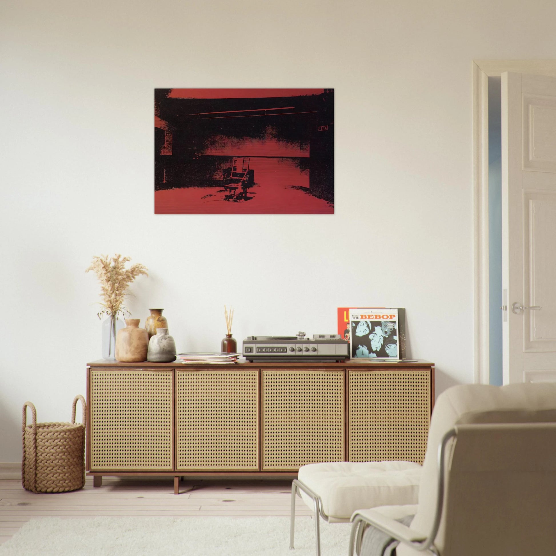 Early electric chair - Andy Warhol Brushed Aluminum Print - 70x100 cm / 28x40 inches | Andy Warhol Aluminum Print | Andy Warhol Prints