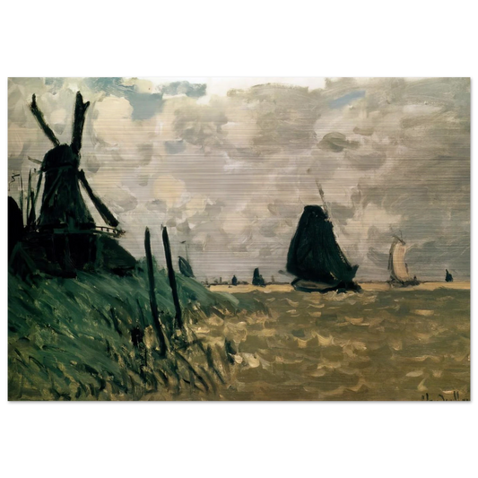 A Windmill near Zaandam - claude monet Brushed Aluminum Print - 70x100 cm / 28x40 inches | claude monet Aluminum Print | claude monet Prints