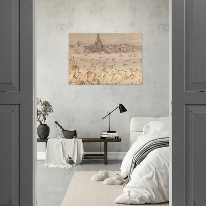 Wheat Field with Cypresses - Vincent van Gogh Brushed Aluminum Print - 70x100 cm / 28x40 inches | Vincent van Gogh Aluminum Print | Vincent van Gogh Prints