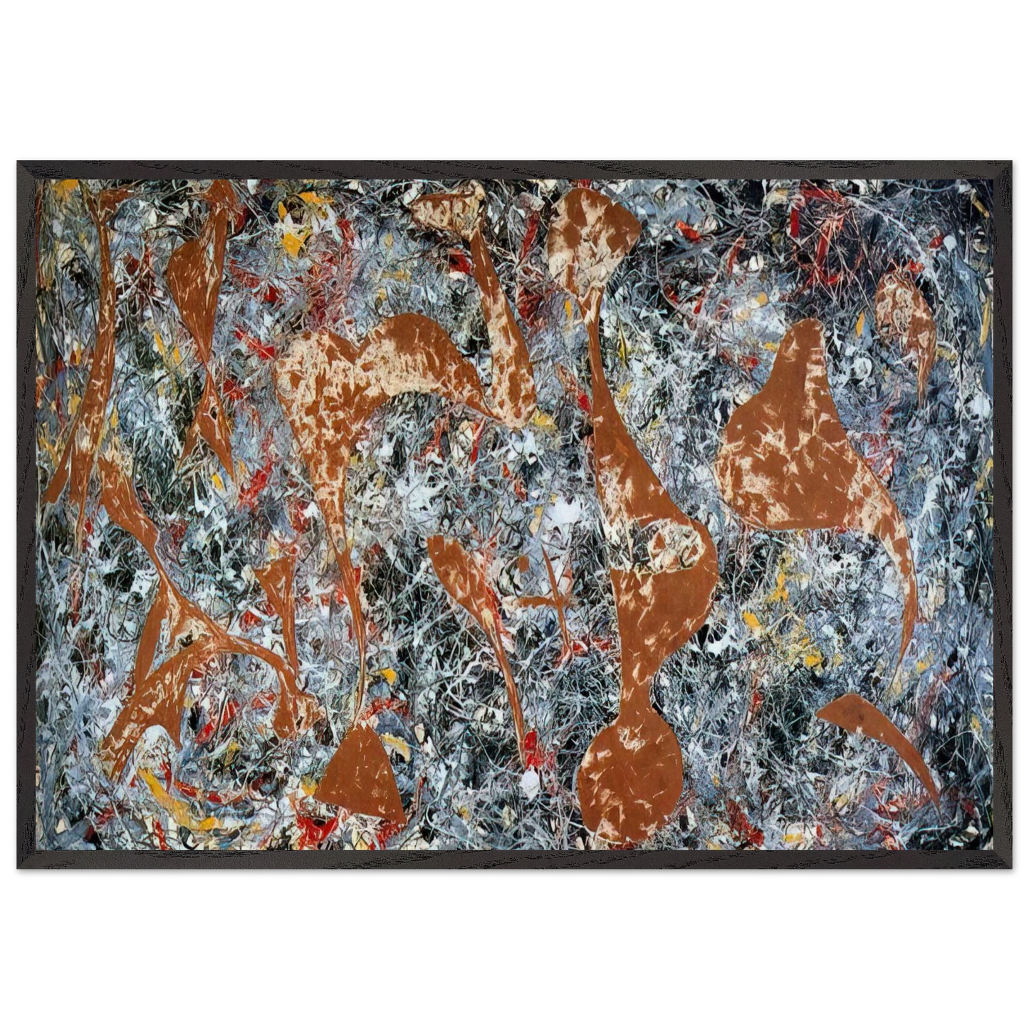 NUMBER 7 OUT OF THE WEB 1949 - Jackson Pollock 70x100 cm / 28x40 inches Framed Art Print – Black Wooden Frame