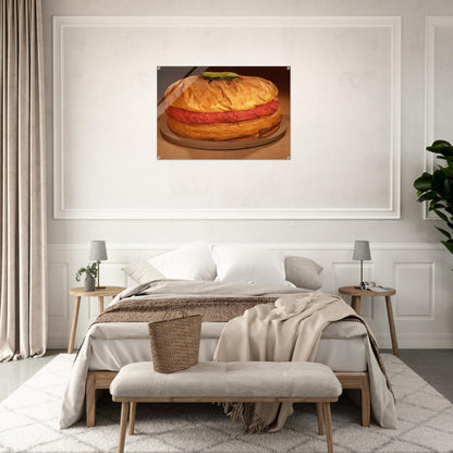 FLOOR BURGER GIANT HAMBURGER 1962 - Claes Oldenburg Acrylic Print - 70x100 cm / 28x40″ inches | Claes Oldenburg Wall Art | Claes Oldenburg Prints