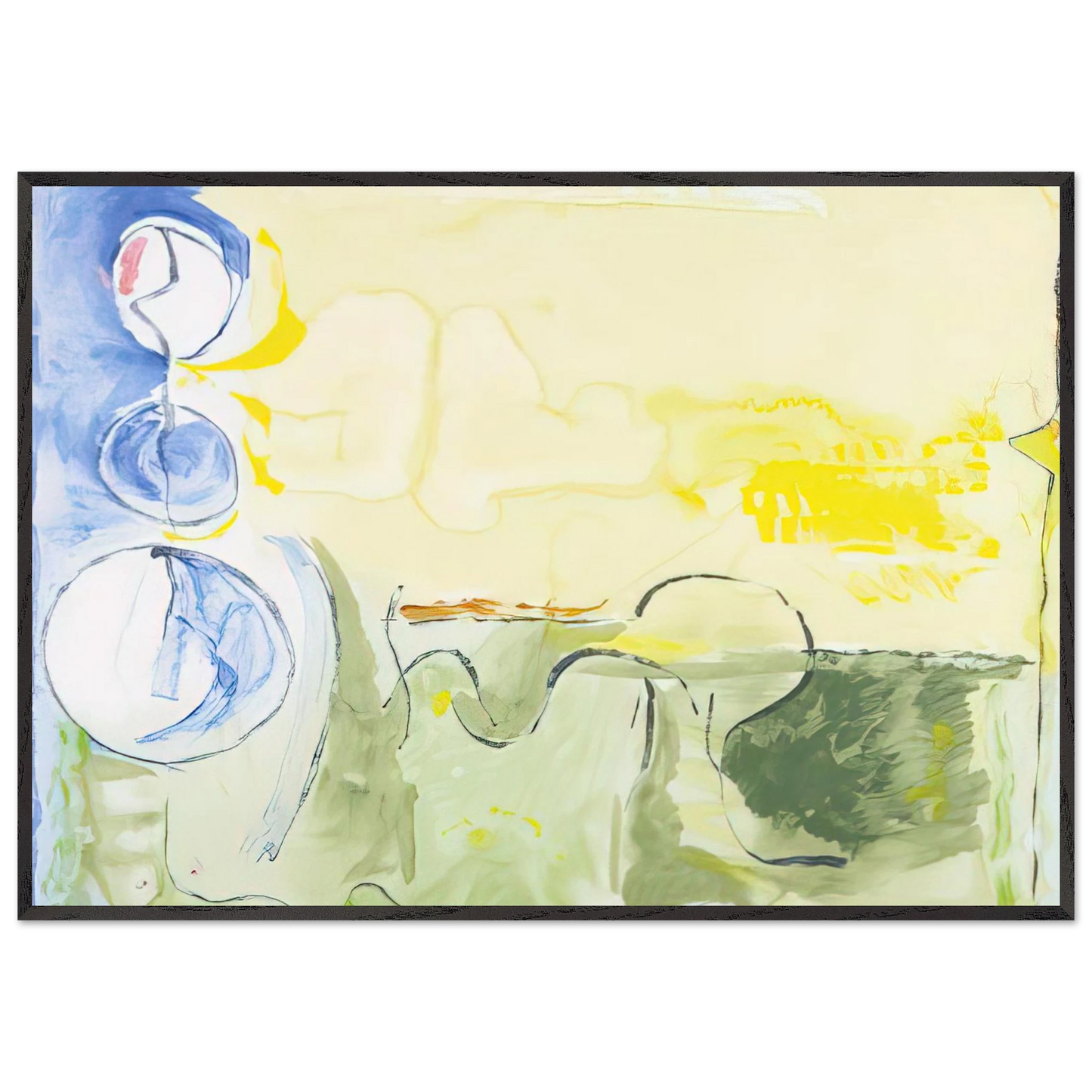 Helen Frankenthaler - Flotilla - 2006 Wall art - 21x29.7 cm / 8x12" - Premium Wooden Framed Poster With Fine Art Paper-canvas - Black frame