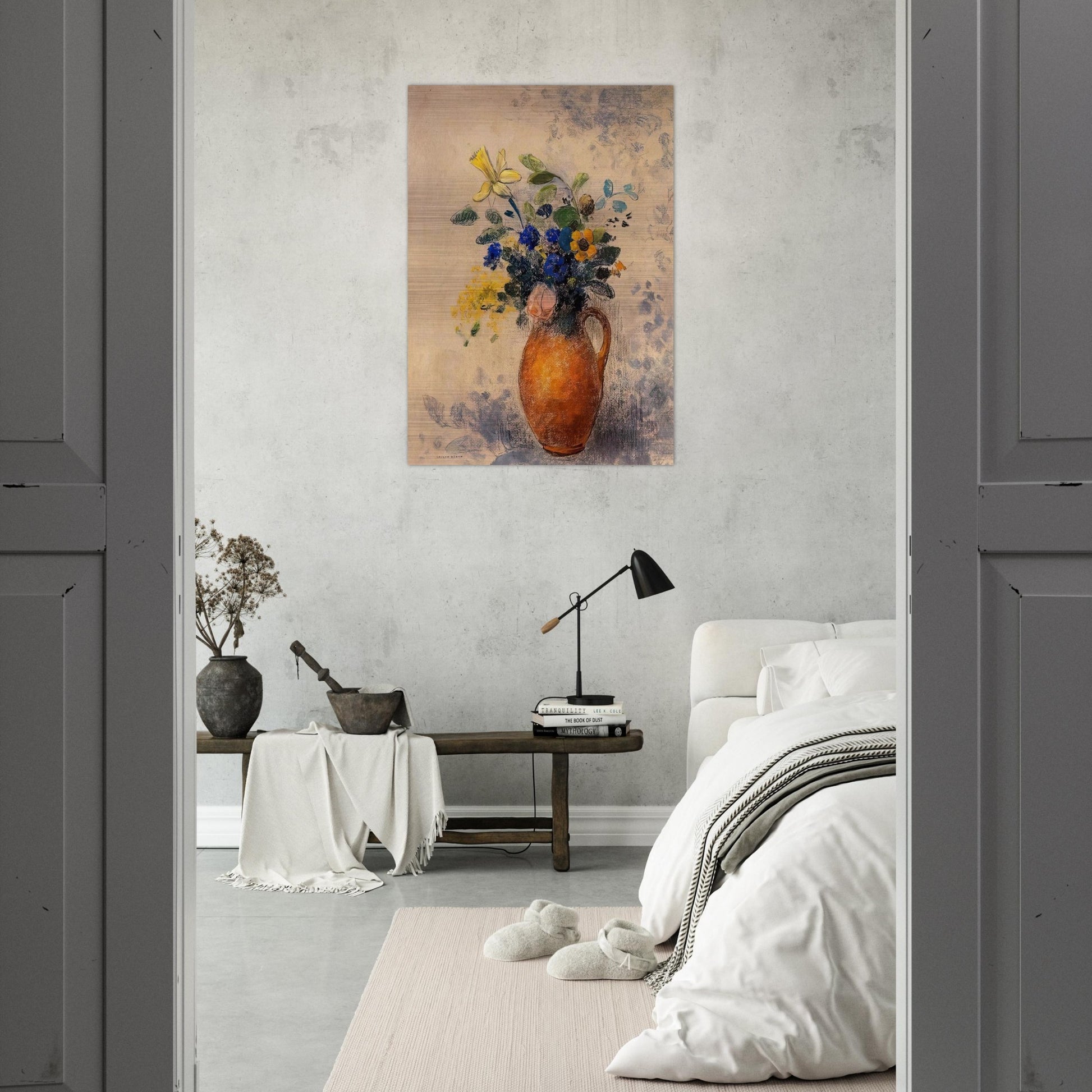 VASE OF FLOWERS 1908 - Odilon Redon Brushed Aluminum Print - 70x100 cm / 28x40 inches | Odilon Redon Aluminum Print | Odilon Redon Prints