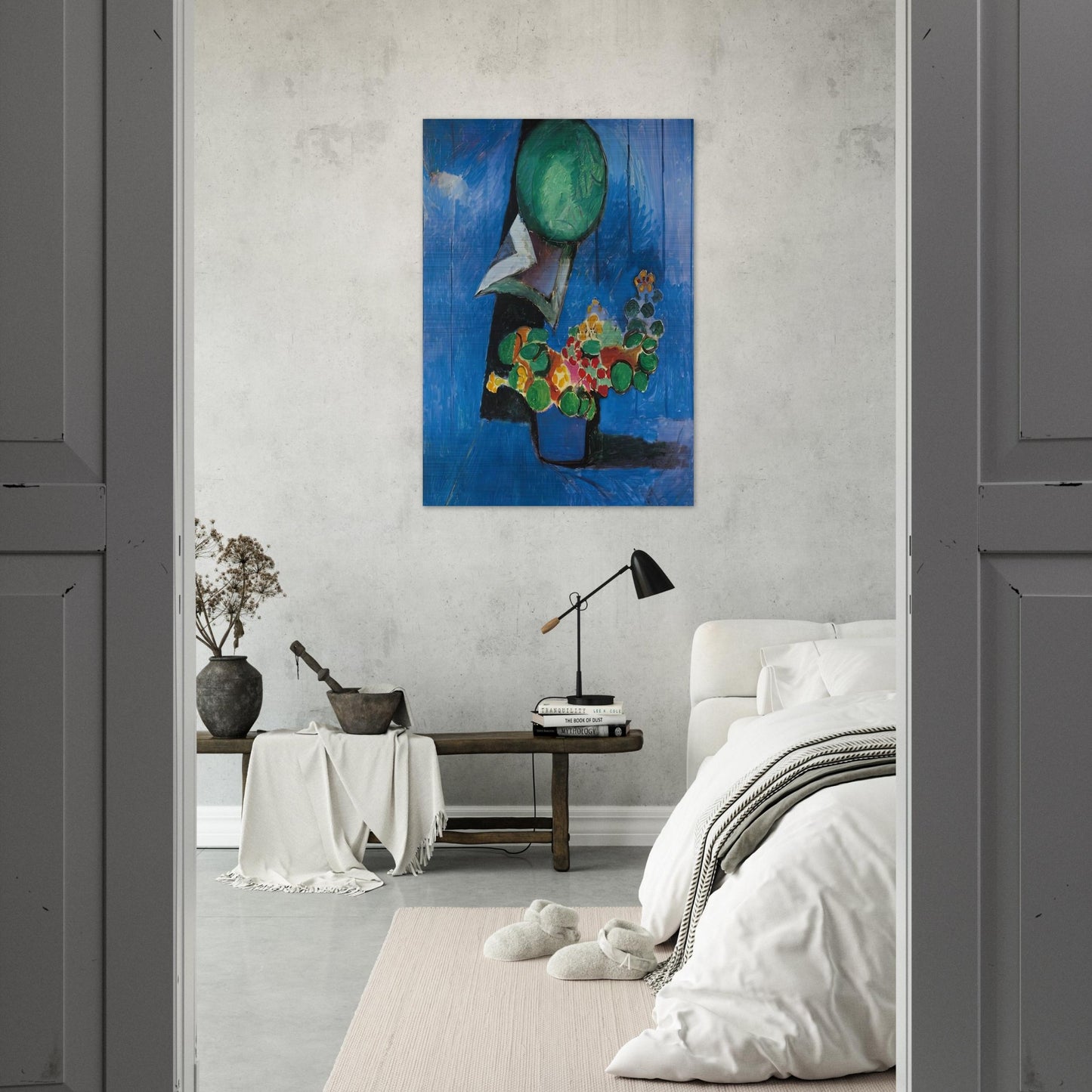 FLOWERS AND CERAMIC PLATE 1913 - Henri Matisse Brushed Aluminum Print - 70x100 cm / 28x40 inches | Henri Matisse Aluminum Print | Henri Matisse Prints
