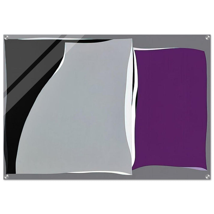 Black  Gray Curves with Purple - 1960 - Karl Benjamin Acrylic Print - 70x100 cm / 28x40″ inches | Karl Benjamin Wall Art | Karl Benjamin Prints
