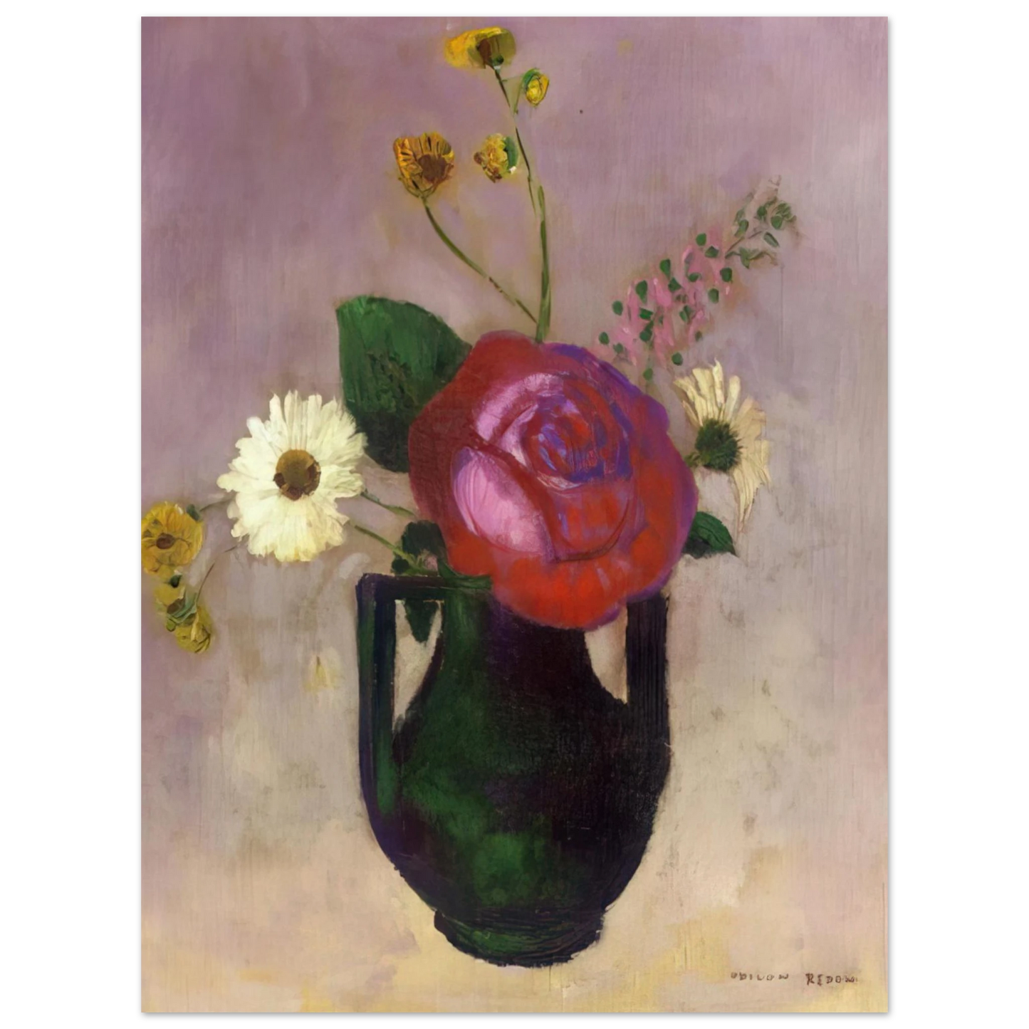 Odilon Redon - ROSE AND DAISY  75x100 cm / 30x40inches Fine Art Poster