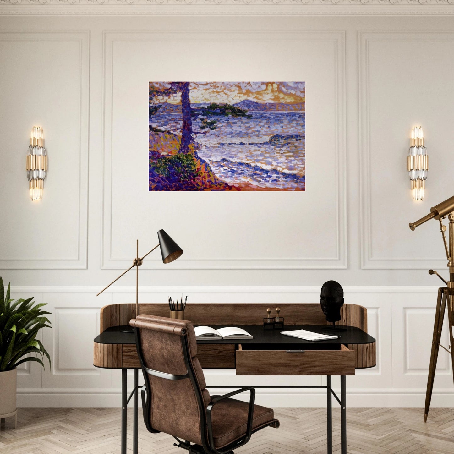 The Mediterranean Coast - Henri-Edmond Cross Brushed Aluminum Print - 70x100 cm / 28x40 inches | Henri-Edmond Cross Aluminum Print | Henri-Edmond Cross Prints